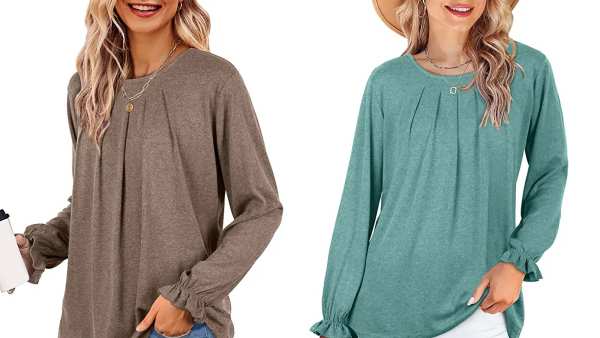 Dofaoo Women's Pleated Ruffle Sleeve Top