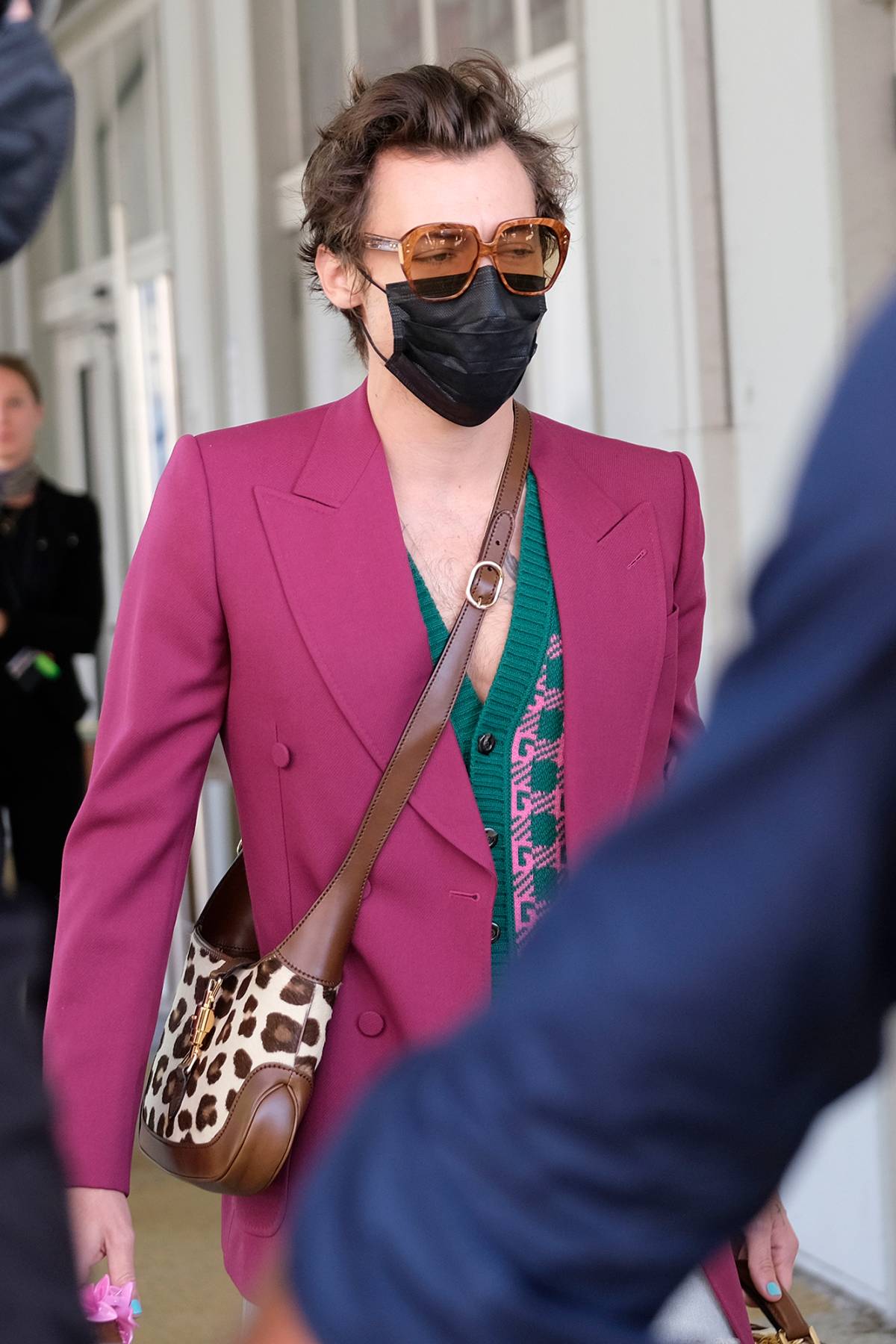 Harry Styles touches down on Venice airport with matching leopard