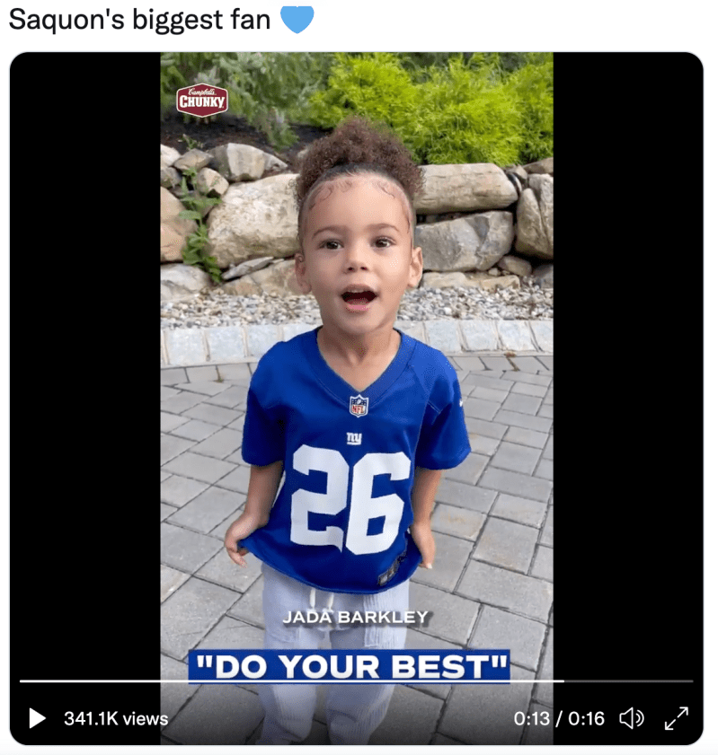 Jada Barkley New York Giants Twitter Video