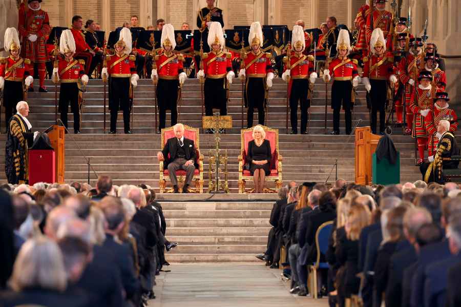 King Charles III and Camilla Queen Consort Sit on the Throne for the 1st Time During Parliament Address 1