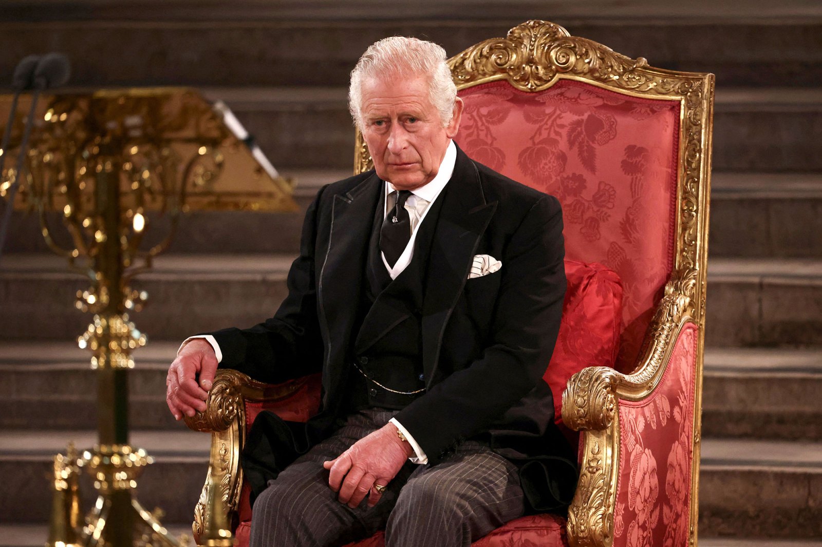 King Charles III and Camilla Queen Consort Sit on the Throne for the 1st Time During Parliament Address 2