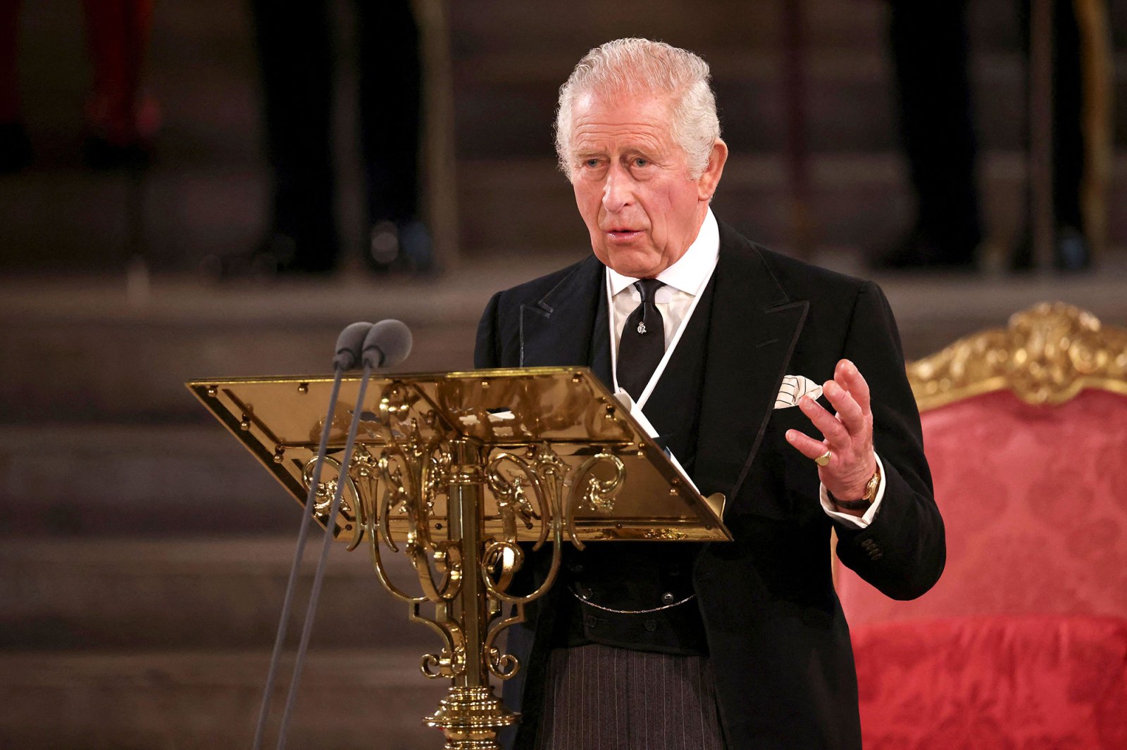 King Charles III and Camilla Queen Consort Sit on the Throne for the 1st Time During Parliament Address 3