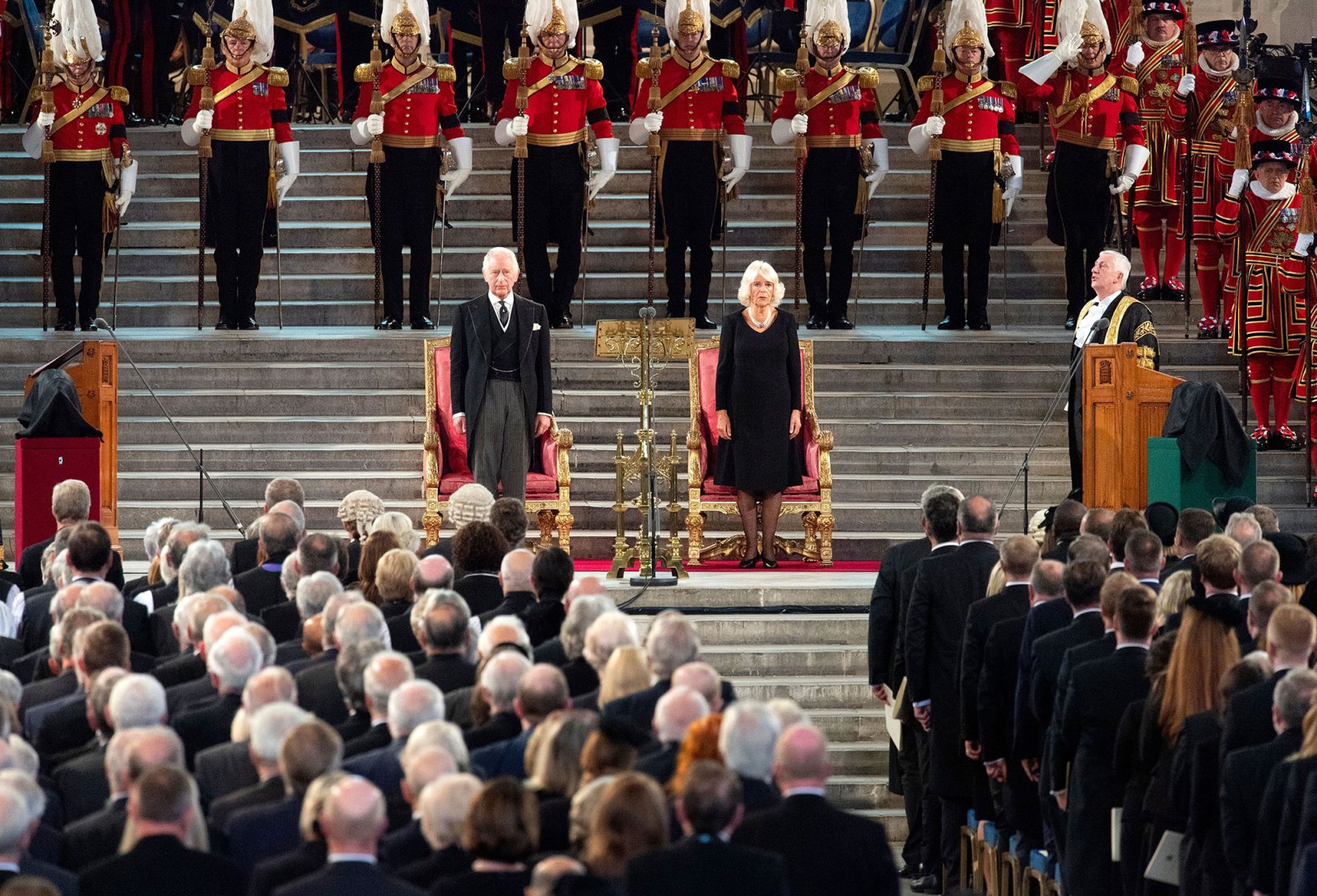 King Charles III and Camilla Queen Consort Sit on the Throne for the 1st Time During Parliament Address 4