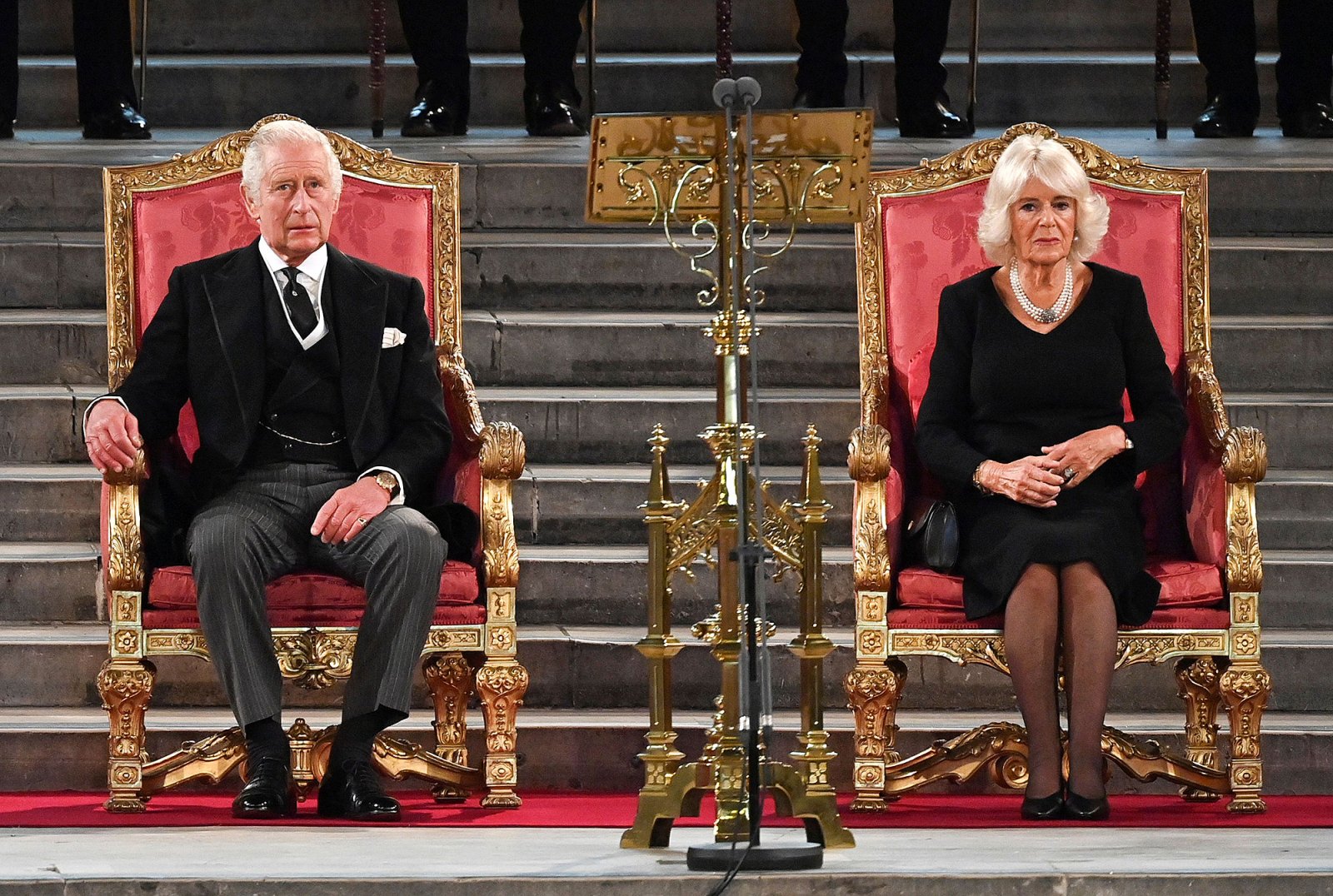 King Charles III and Camilla Queen Consort Sit on the Throne for the 1st Time During Parliament Address 6