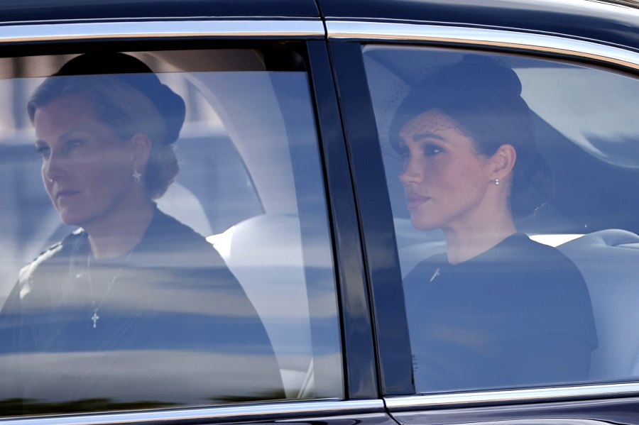 Meghan Markle Rides With Countess Sophie During Procession for Queen Elizabeth II