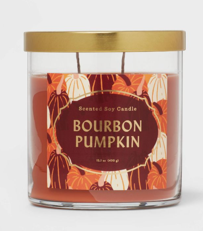 Opalhouse™ bourbon and gourd candle in glass jar with lid