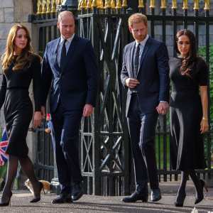 Prince William and Prince Harry Unite to Greet Mourners With Duchess Kate and Meghan Markle