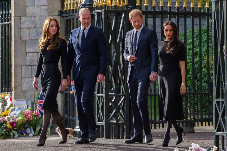 Prince William and Prince Harry Unite to Greet Mourners With Duchess Kate and Meghan Markle