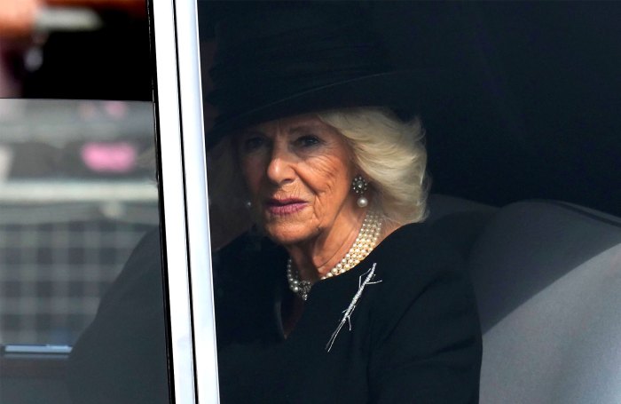 Queen Consort Camilla Wears Brooch From Late Father to Queen Elizabeth's Funeral