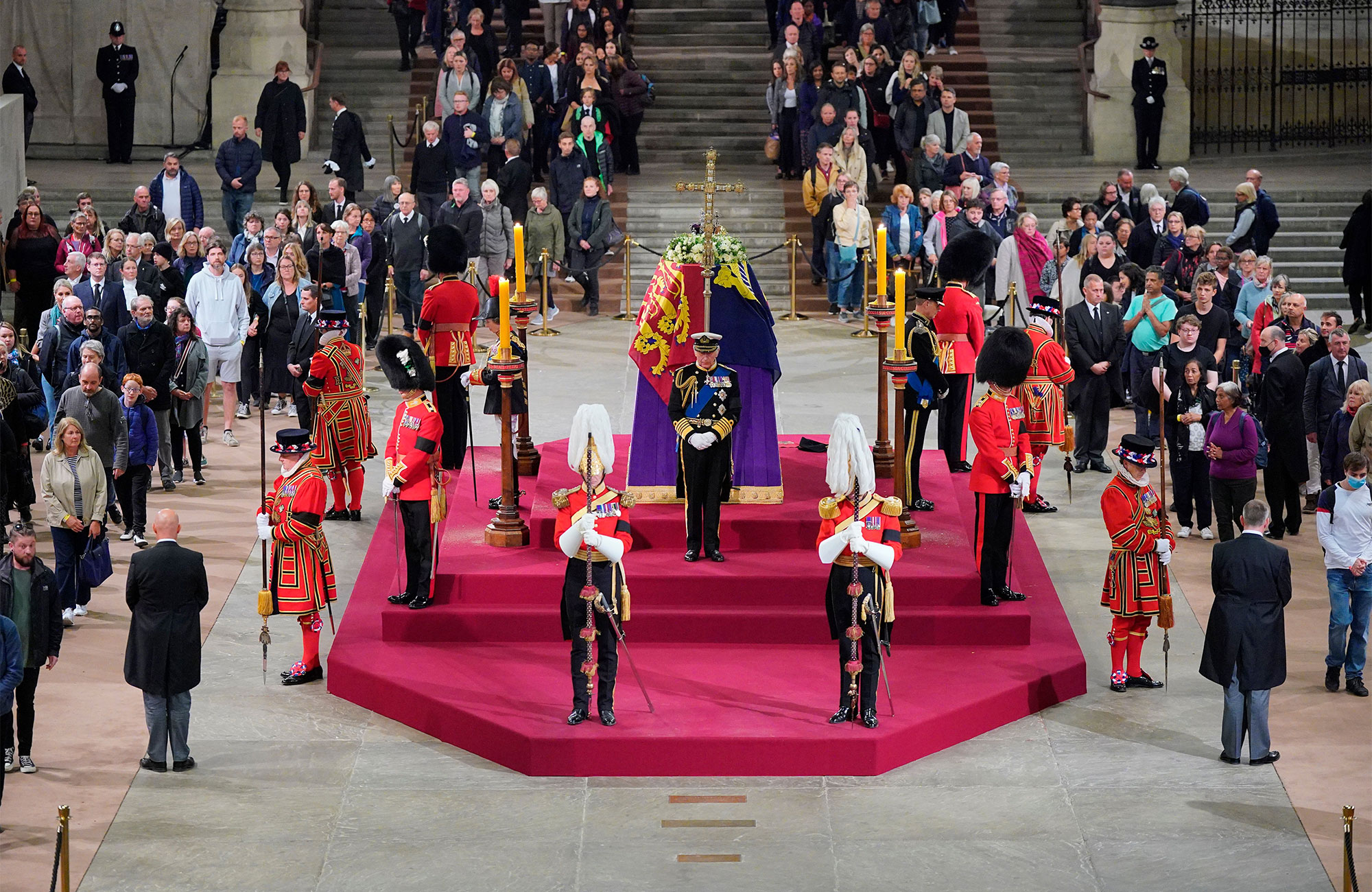 Charles, Anne, Andrew and Edward Honor Queen in Uniform at Westminster