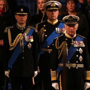 Charles, Anne, Andrew and Edward Honor Queen Elizabeth at Westminster Vigil