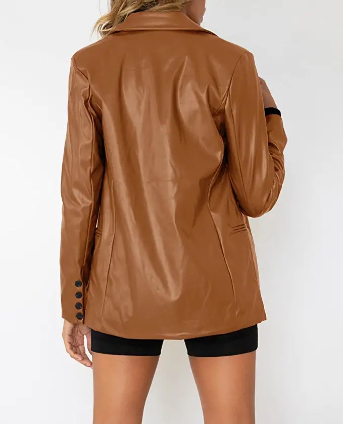 Rilista Women's Faux PU Leather Blazer