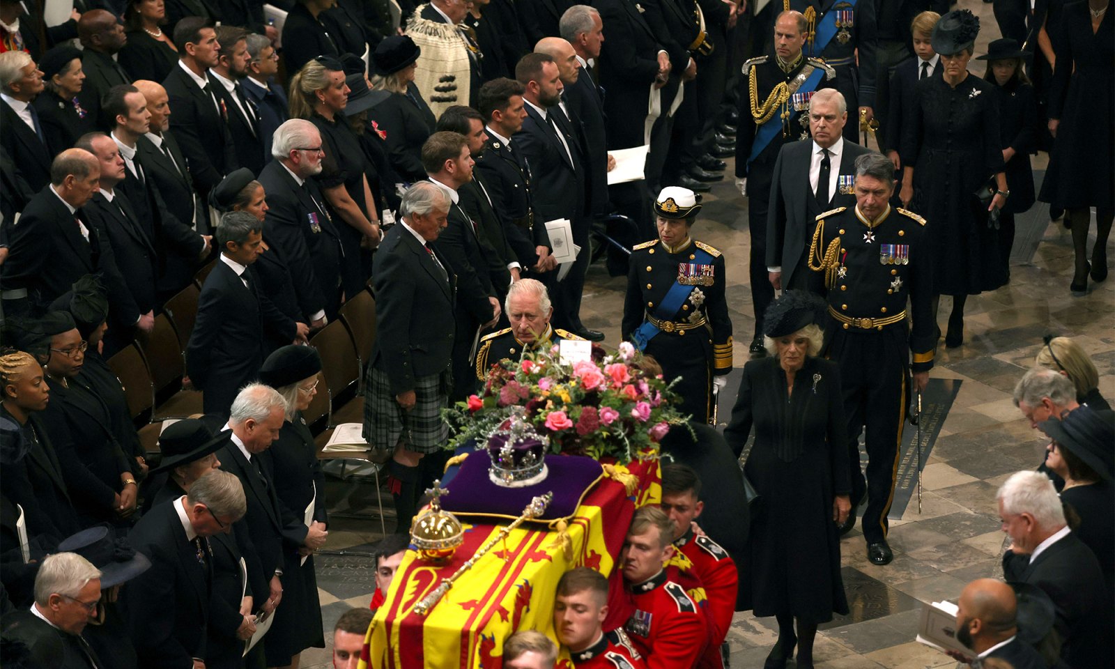 Royal Family Walk Behind Queen Elizabeth’s Coffin During Funeral Procession