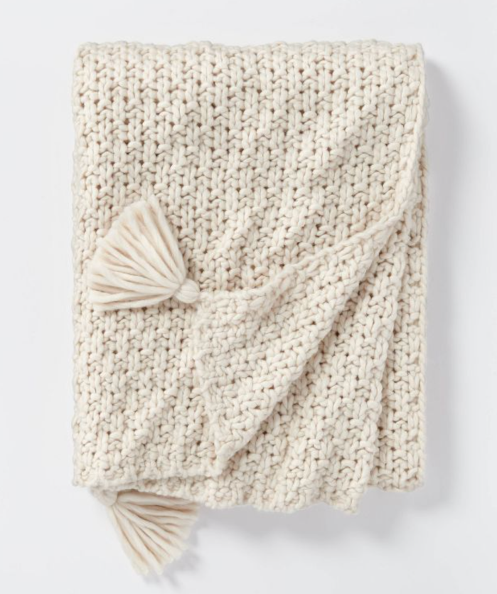 Threshold™ Chunky Knit Reversible Throw Blanket Cream