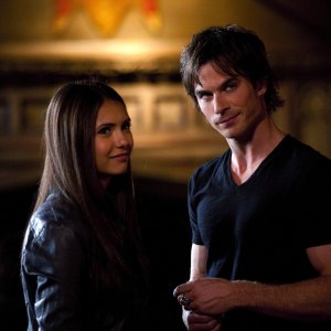 Nina Dobrev and Ian Somerhalder in 'The Vampire Diaries.'