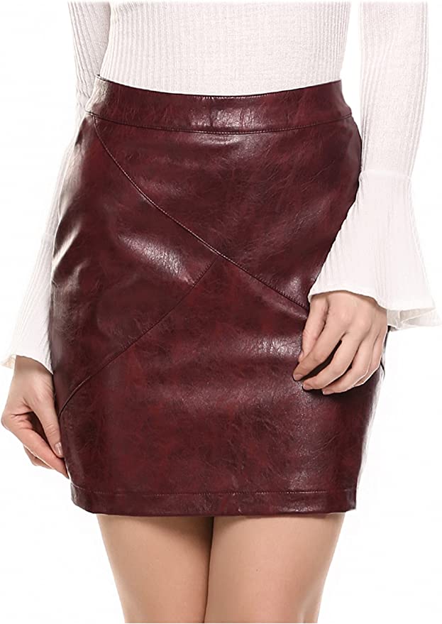 Zeagoo High Waisted Faux Leather Mini Skirt