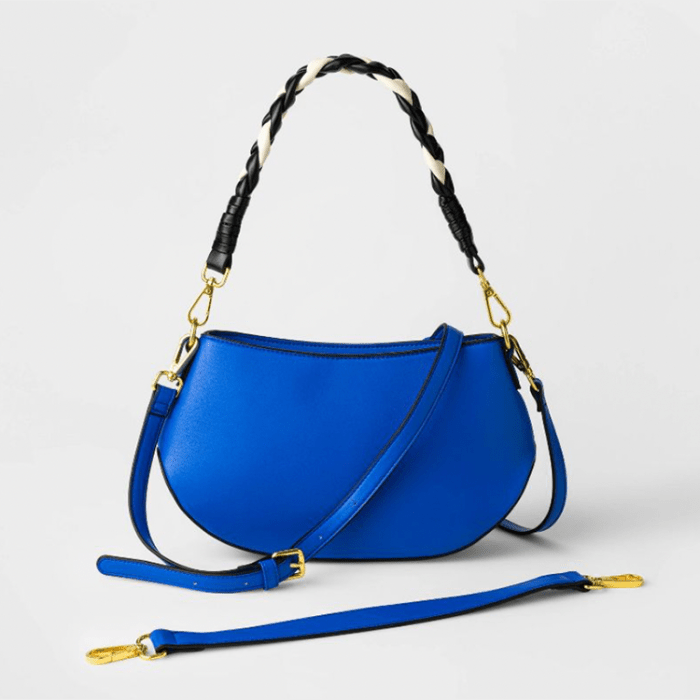 blue handbag