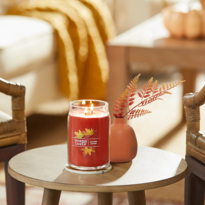 autumn leaves candle