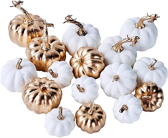 white and gold pumpkins