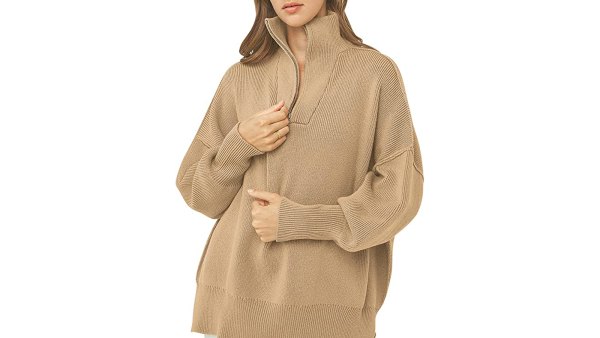 ANRABESS Women's Long Sleeve 1/4 Zip Pullover Sweater
