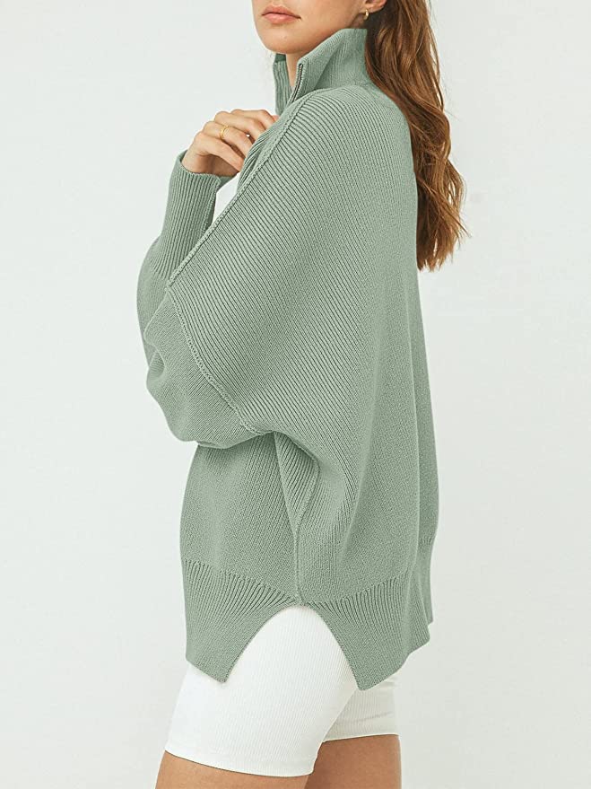 ANRABESS Women's Long Sleeve 1/4 Zip Pullover Sweater
