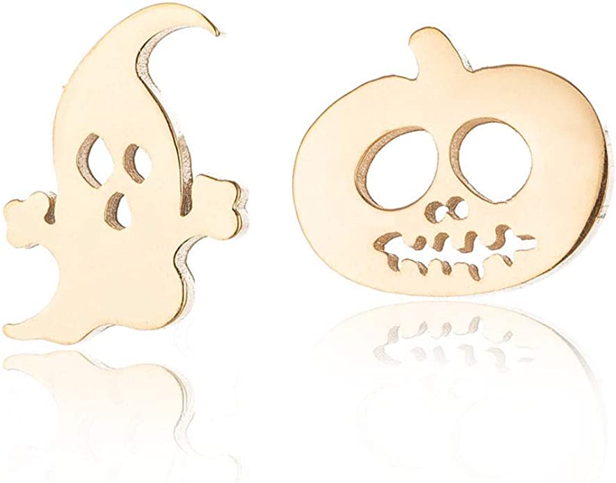 CSIYAN Asymmetric Pumpkin Ghost Stud Earrings