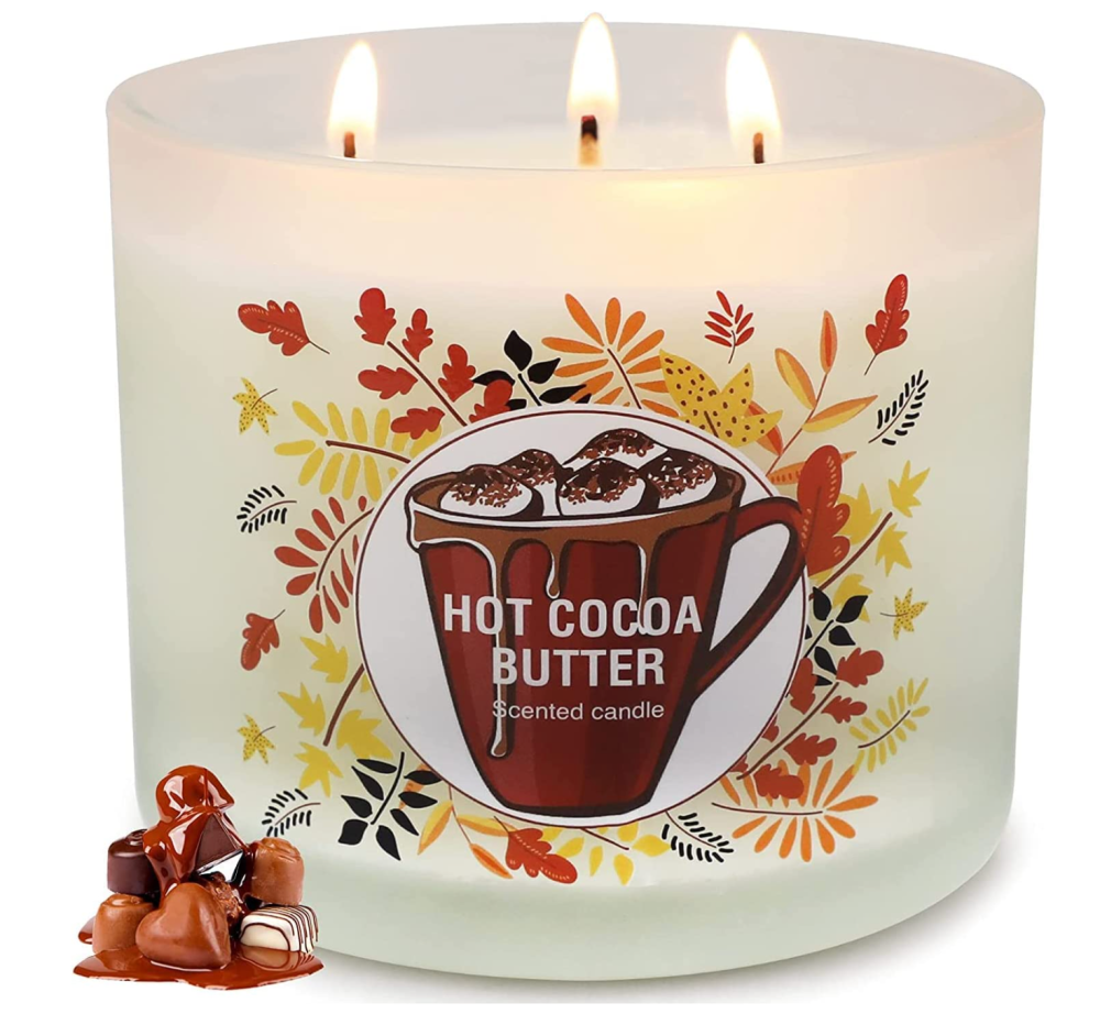 Inayou Large 3 Wick Hot Cocoa Butter Scented Candle