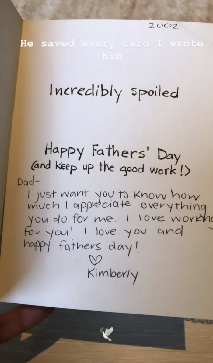 Kim Kardashian Father's Day Note