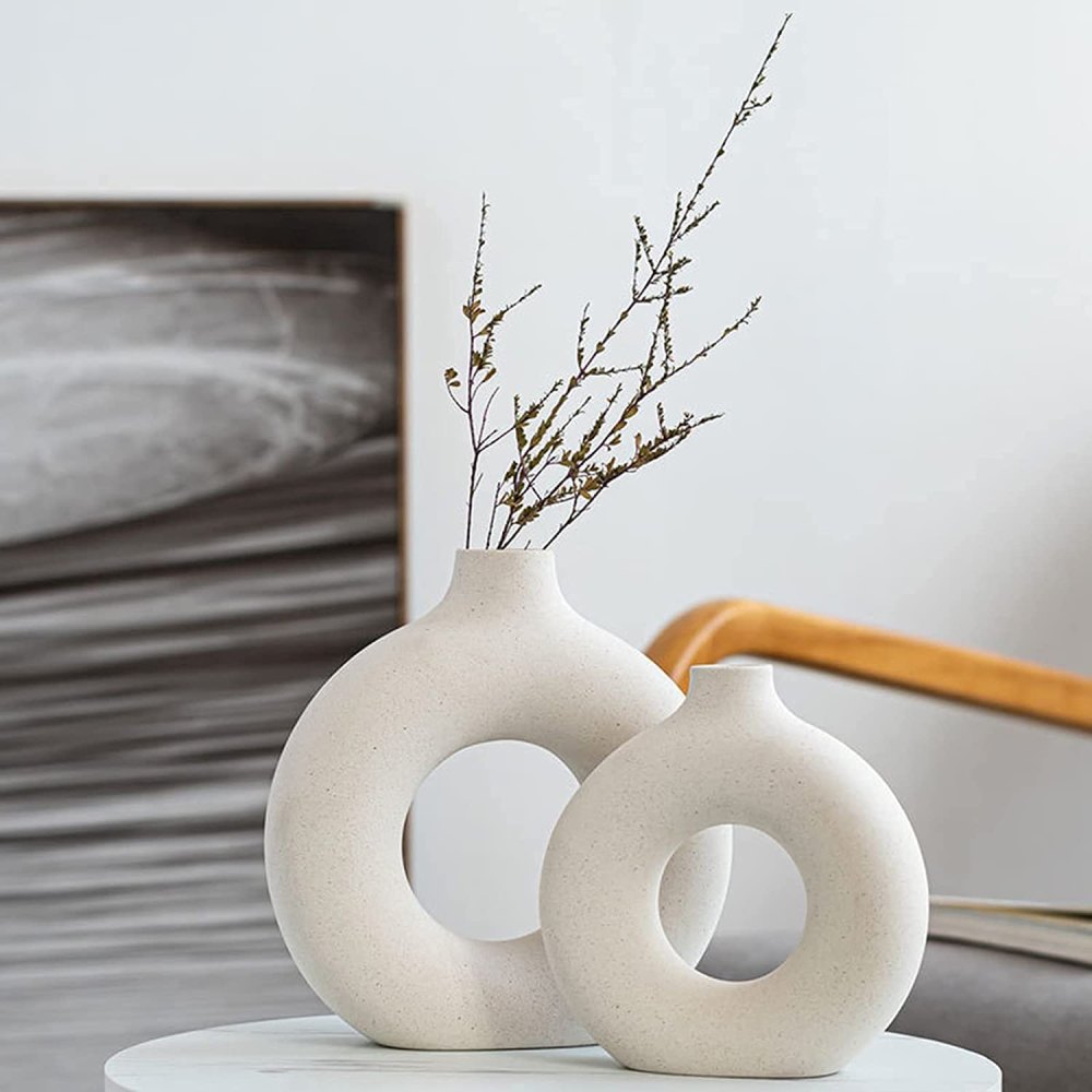 QLOFEI White Ceramic Vase Set
