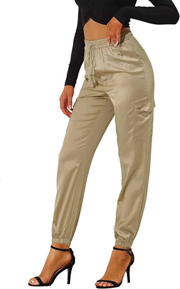 amazon-allegra-k-silky-cargo-pants-khaki