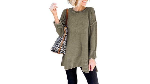green long sweater