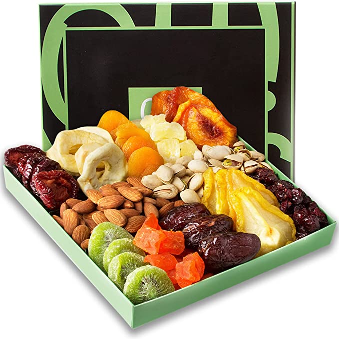 gift basket with nuts and dried fruits