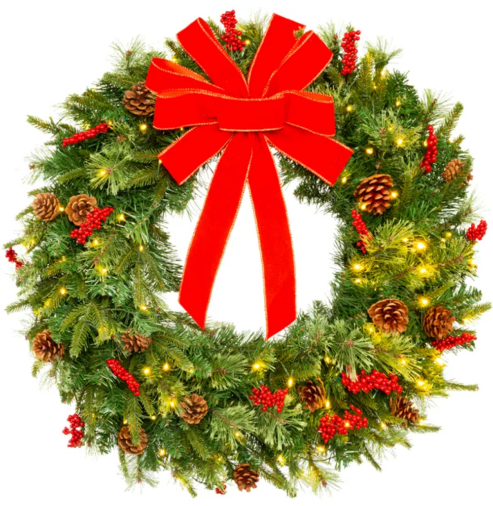 Best Choice Products 24in Pre-Lit Battery Powered Christmas Wreath