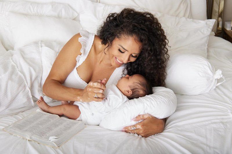 Brittany Bell poses with her and Nick Cannon's third child in cute newborn portraits