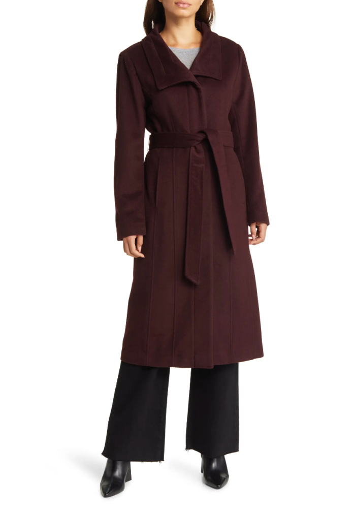 Cole Haan Signature Women's Slick Belted Long Wool Blend Coat
