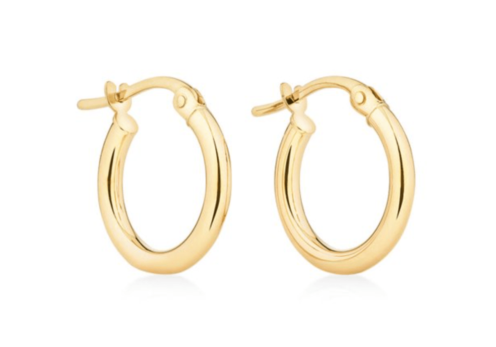 JeenMata Solid 10K Yellow Gold 25mm Hoop Earrings