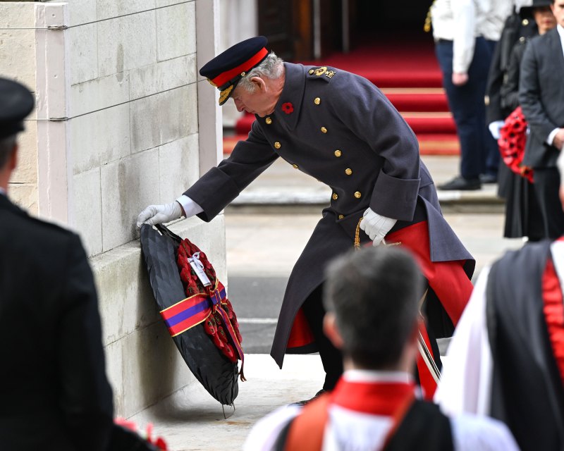 King Charles III and Prince William Lay Wreaths During Remembrance Day Memorial Service