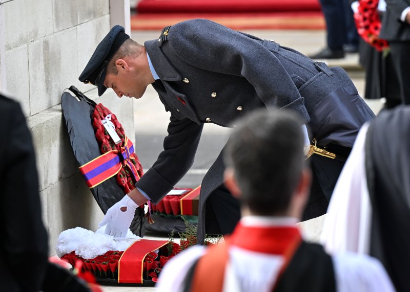 King Charles III and Prince William Lay Wreaths During Remembrance Day Memorial Service