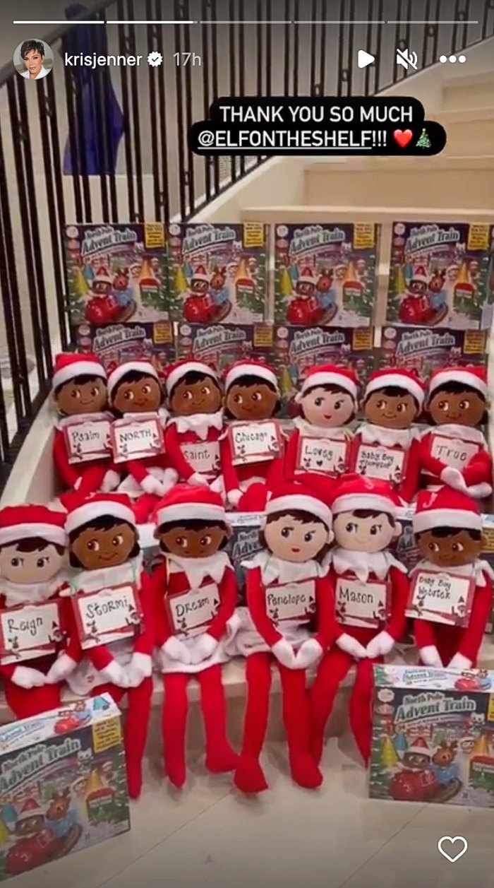 Kris Jenner Shows Off Custom Elf on the Shelf Stuffed Toys for Each of Her Grandkids 330