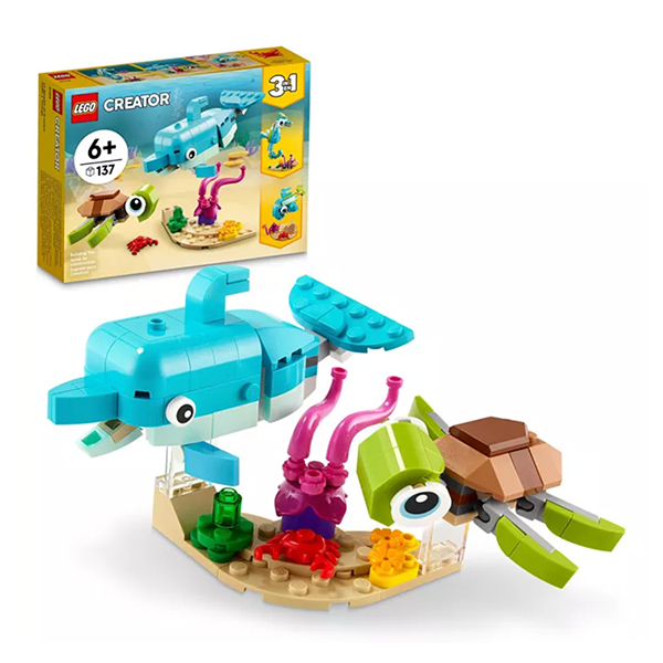 Kit de construction dauphin et tortue LEGO® Creator 3 en 1