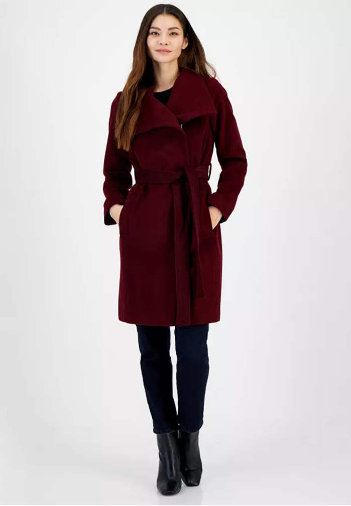 Michael Michael Kors Women's Asymmetric Belted Wrap Coat