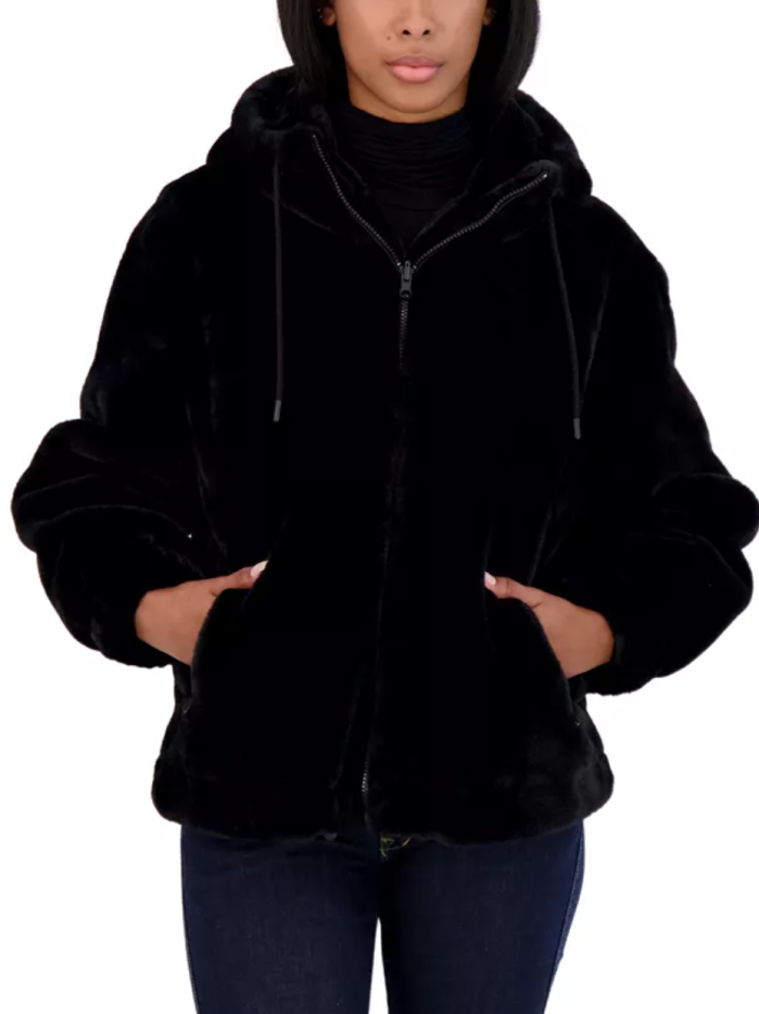 Sebby Reversible Faux Fur Hooded Bomber Jacket