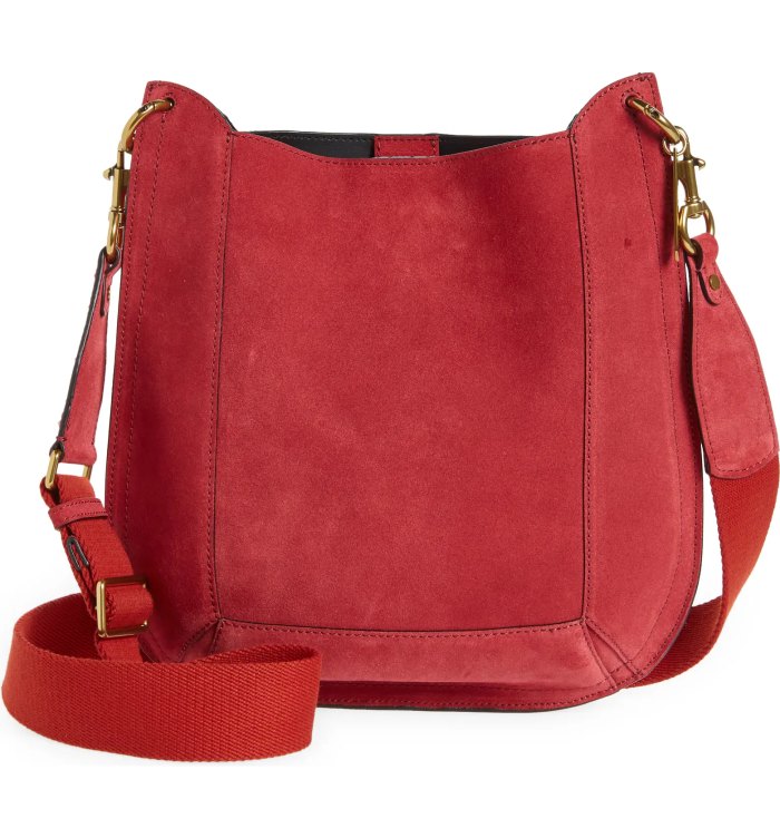 red suede bag