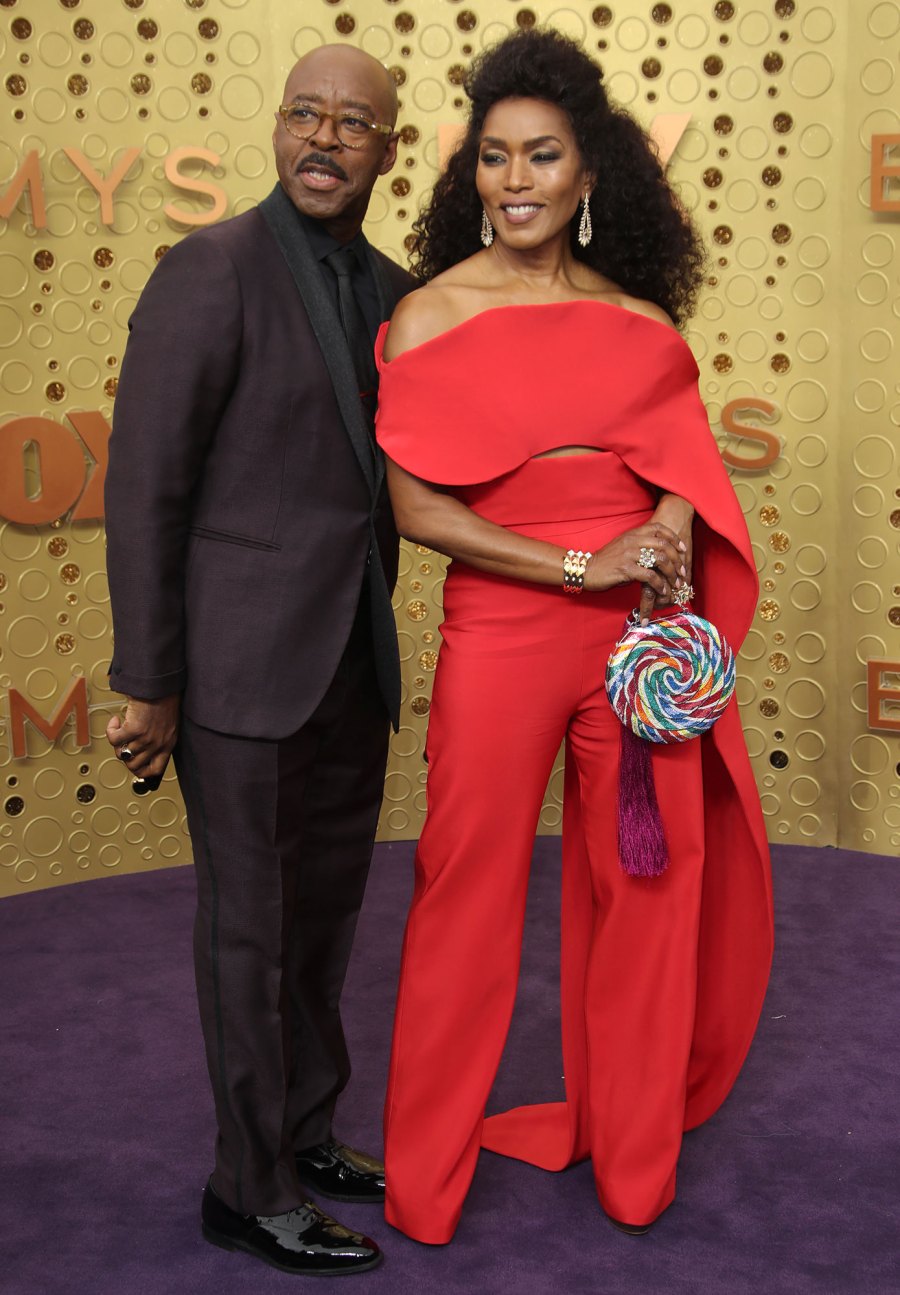 Angela Bassett and Courtney B. Vance's Relationship Timeline red jumpsuit