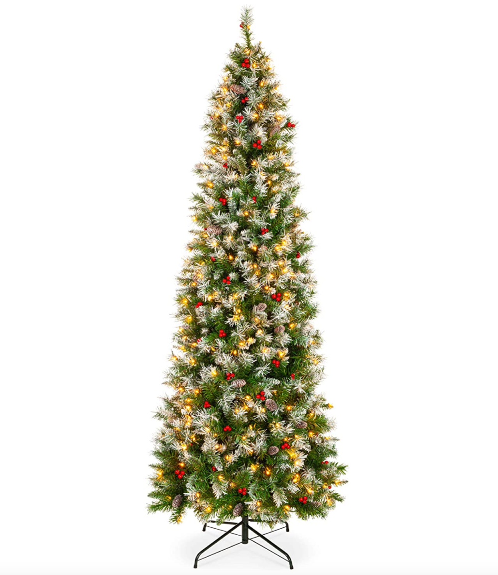 Best Choice Products 12ft Pre-Lit Pencil Christmas Tree
