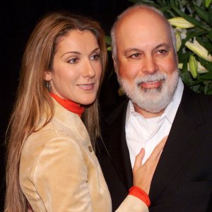 Celine Dion and Rene Angelil's Relationship Timeline - 029 pose in New York, after she was presented a commemorative award by Sony Music