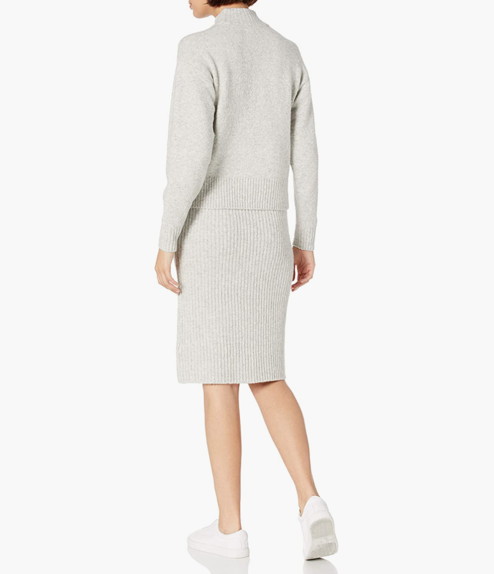 Daily Ritual Boucle Cropped Crewneck Sweater & Pencil Skirt Set
