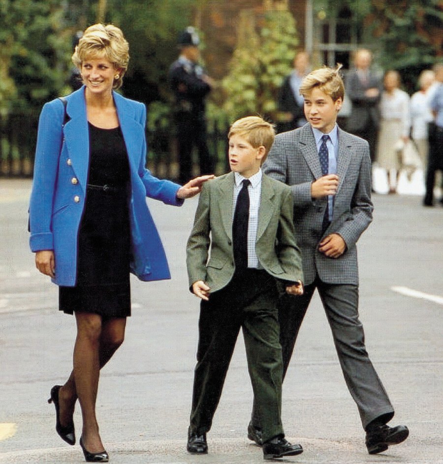 Diana Princess Of Wales Prince Harry Prince William And Prince Charles Prince Of Wales At Manor House For William's First Day At Eton 1995.