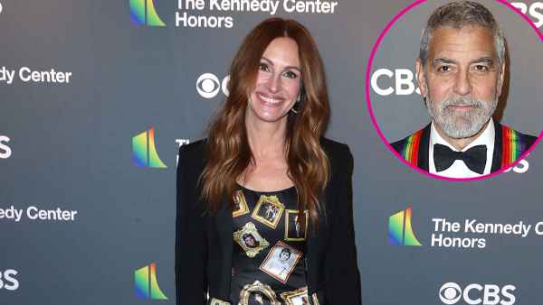 Feature Clooney Mouth 'Wow' as He Sees Julia Roberts Wearing Dress With His Face on It at Kennedy Honors
