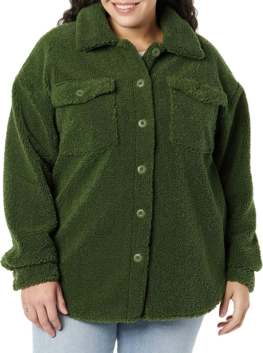 Goodthreads Women's Oversized Teddy Sherpa Shirt Jacket